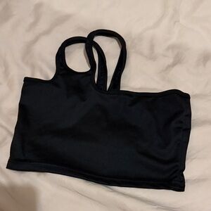 Black asymmetric crop Top
